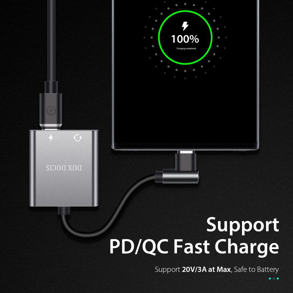 Dux Ducis Universele USB-C naar 2x USB-C Adapter 90 Graden Haaks afbeelding 5
