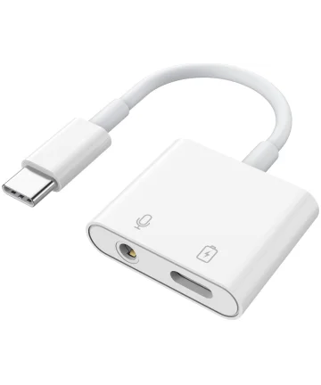 Witte Universele USB-C naar USB-C + Audio Jack Adapter Kabels