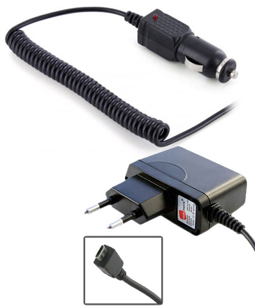Micro USB Thuislader/Autolader set OTB afbeelding 1
