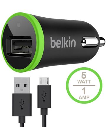 Belkin Universele USB Autolader Met Micro USB Kabel (1,2M) 1Amp Zwart Opladers