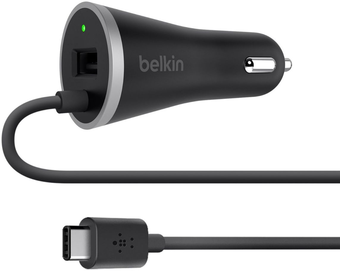 Belkin Universele Dubbele Autolader met USB-C Kabel (1,2M) 3A Zwart afbeelding 1