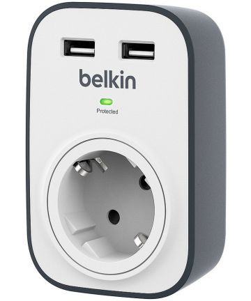 Belkin SurgeCube Stopcontact en Twee USB poorten (2x 2.4A) Opladers