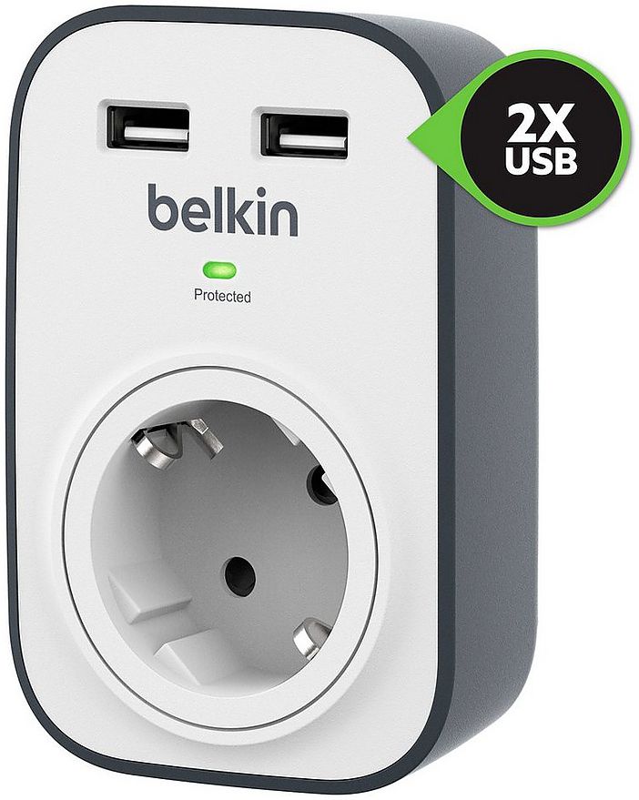 Belkin SurgeCube Stopcontact en Twee USB poorten (2x 2.4A) afbeelding 3