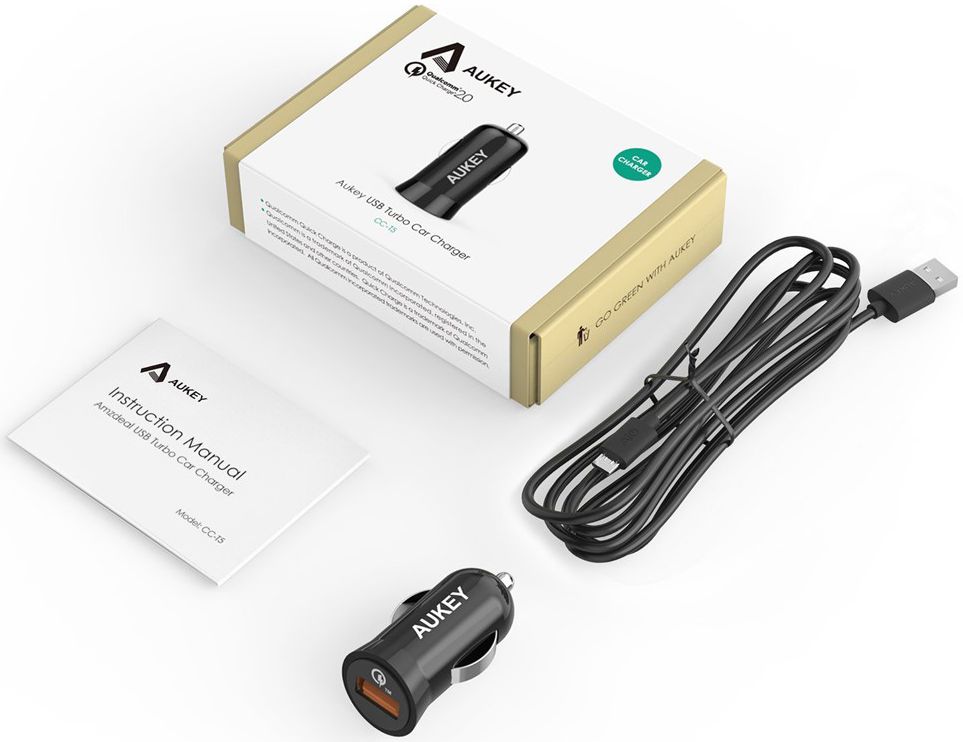 Aukey CC-T5 Quick Charge 2.0 Autolader 2.4A Zwart afbeelding 6