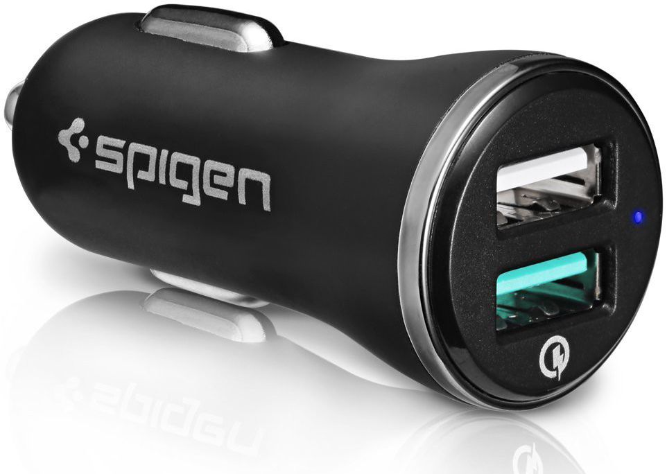 Spigen Quick Charge Autolader Zwart afbeelding 1