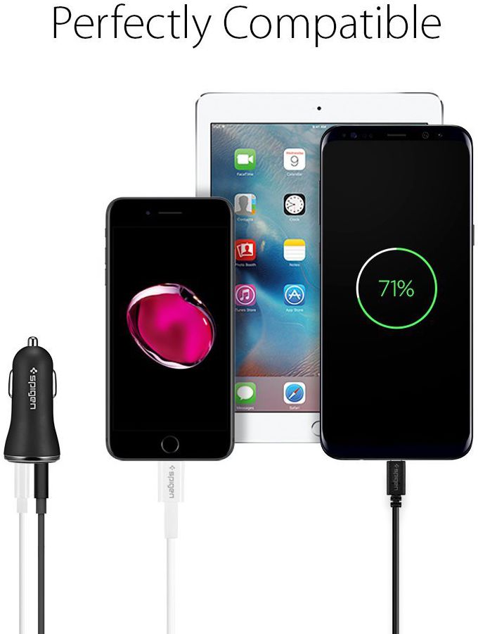Spigen Quick Charge Autolader Zwart afbeelding 6