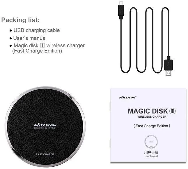 Nillkin Magic Disk Fast Wireless Charger 10W Draadloze Oplader Bruin afbeelding 6