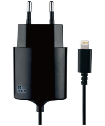 BeHello iPhone Oplader met vaste Lightning Kabel (1.2M) 2.1A Zwart Opladers