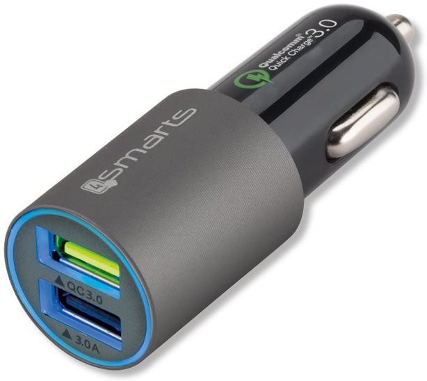 4smarts Autolader 30W met Quick Charge 3.0 Auto Oplader Grijs afbeelding 1