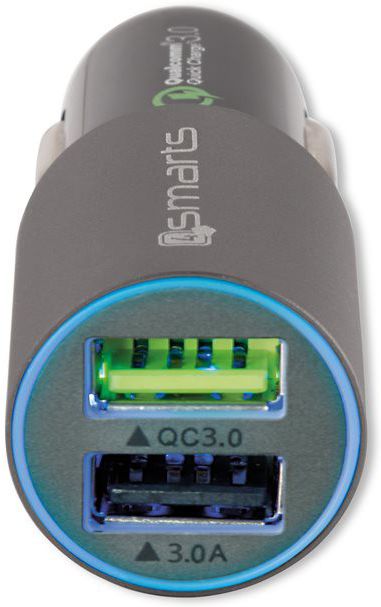 4smarts Autolader 30W met Quick Charge 3.0 Auto Oplader Grijs afbeelding 2