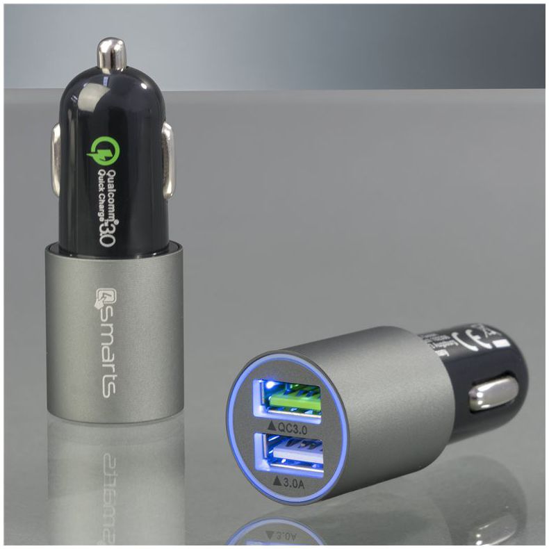 4smarts Autolader 30W met Quick Charge 3.0 Auto Oplader Grijs afbeelding 3