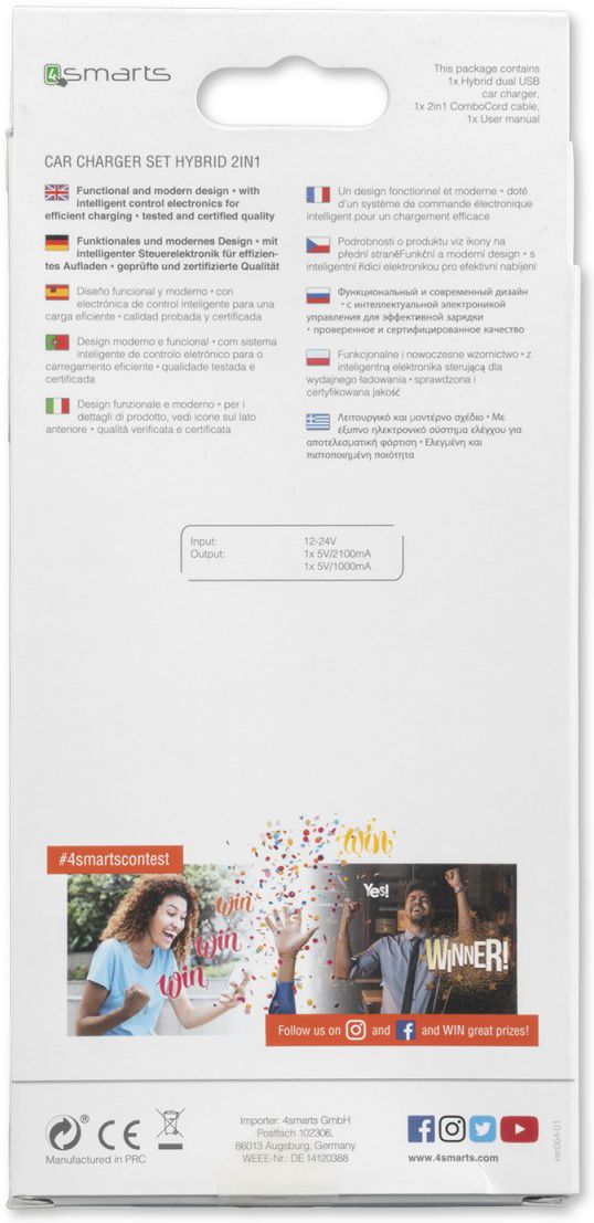 4smarts Dual Autolader met 2-in-1 Kabel Zwart afbeelding 10