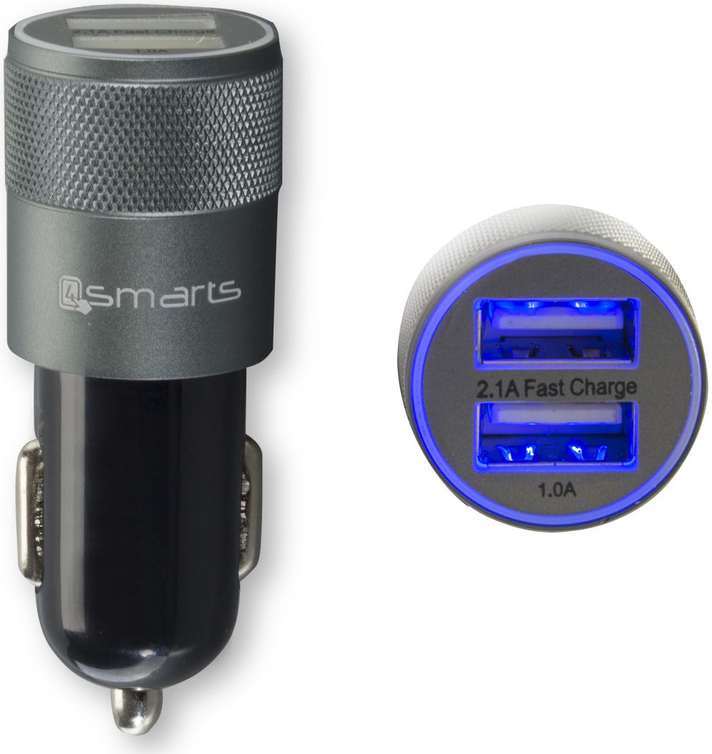 4smarts Dual Autolader met 2-in-1 Kabel Zwart afbeelding 4