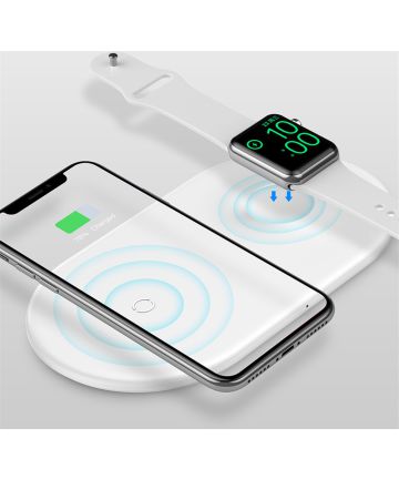 Belichamen Chemie Speels Baseus 2 in 1 Draadloze Oplader voor iPhone en Apple Watch Wit | GSMpunt.nl