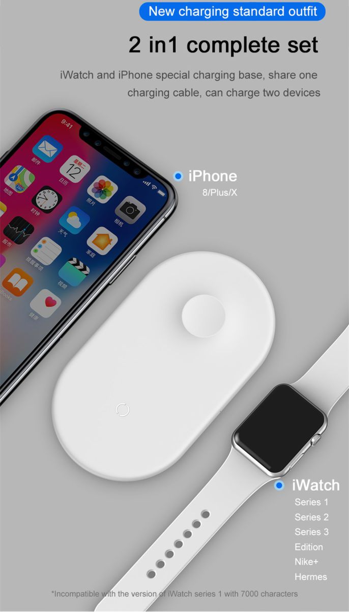 Baseus 2 in 1 Draadloze Oplader voor iPhone en Apple Watch Wit afbeelding 12
