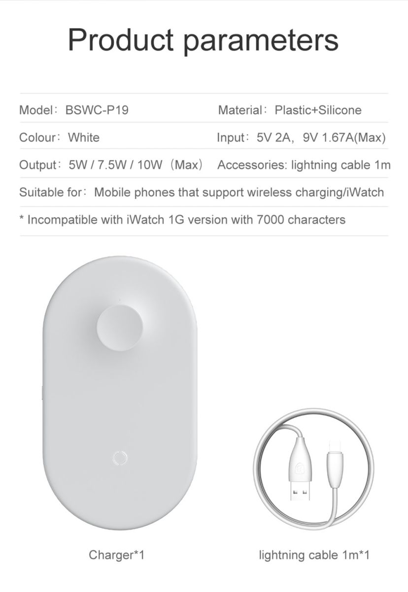 Baseus 2 in 1 Draadloze Oplader voor iPhone en Apple Watch Wit afbeelding 13