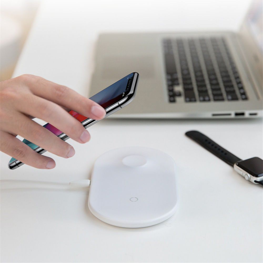 Baseus 2 in 1 Draadloze Oplader voor iPhone en Apple Watch Wit afbeelding 7