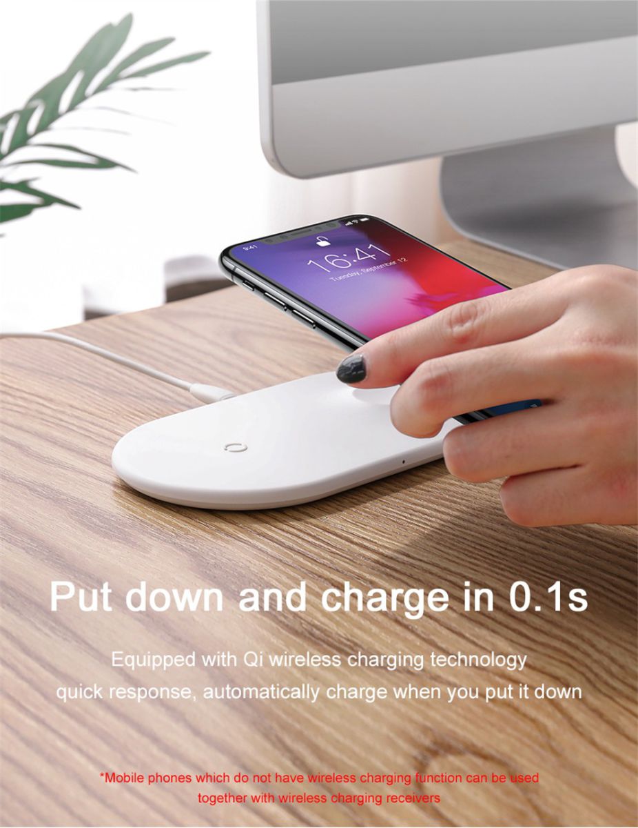 Baseus 2 in 1 Draadloze Oplader voor iPhone en Apple Watch Wit afbeelding 9