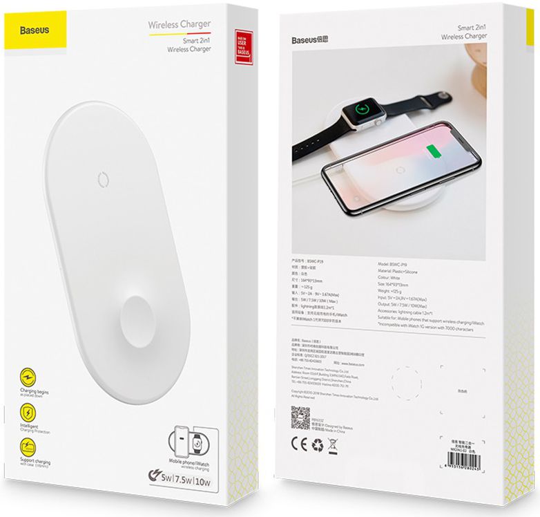 Belichamen Chemie Speels Baseus 2 in 1 Draadloze Oplader voor iPhone en Apple Watch Wit | GSMpunt.nl