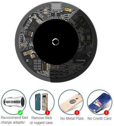 Baseus Draadloze Oplader 10W met USB naar Lightning Kabel 1.2M Clear afbeelding 10