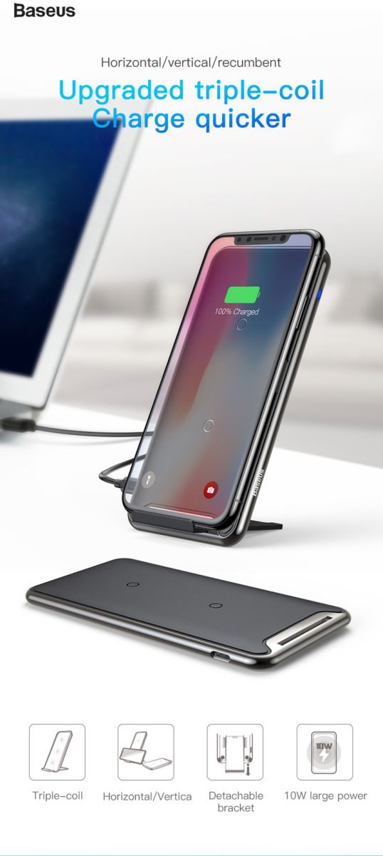 Baseus Wireless Fast Charger en Bureaustandaard Zwart afbeelding 14