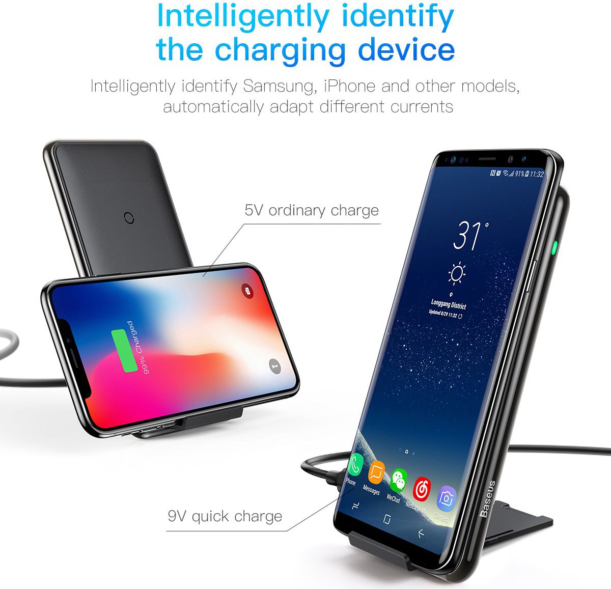 Baseus Wireless Fast Charger en Bureaustandaard Zwart afbeelding 7