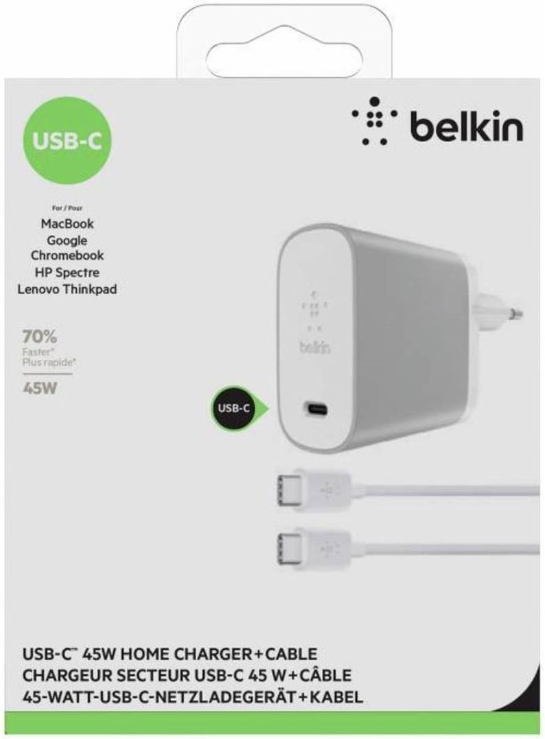 Belkin USB-C Adapter 45W/3A met Kabel (1,8M) Zilver afbeelding 6