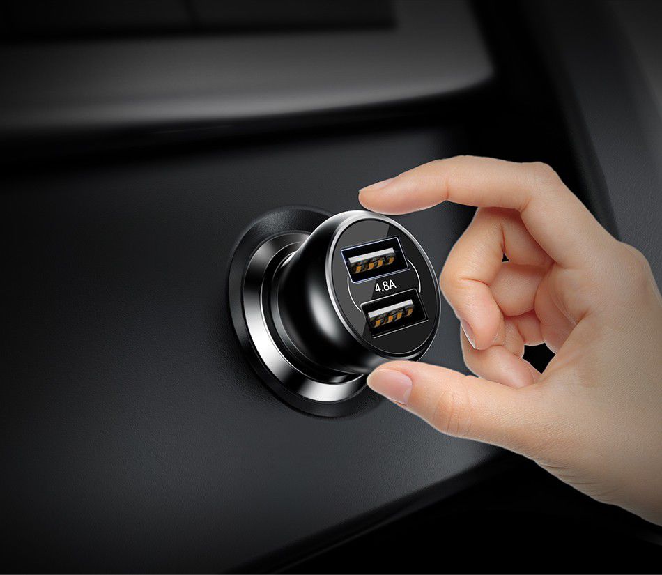 Baseus Dubbele USB Fast Charge Autolader Zwart afbeelding 18