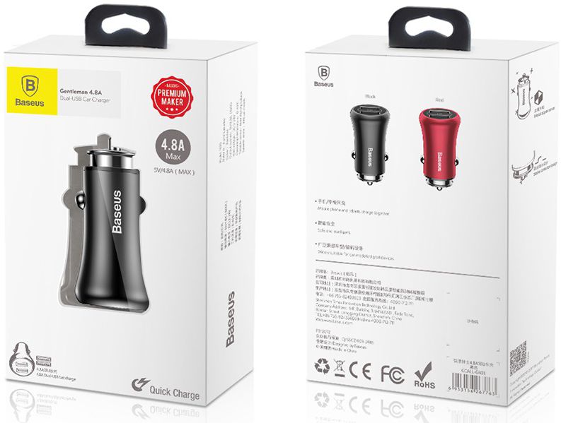 Baseus Dubbele USB Fast Charge Autolader Zwart afbeelding 20