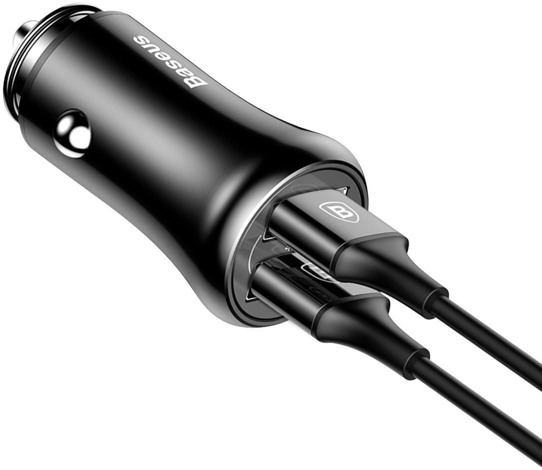 Baseus Dubbele USB Fast Charge Autolader Zwart afbeelding 5
