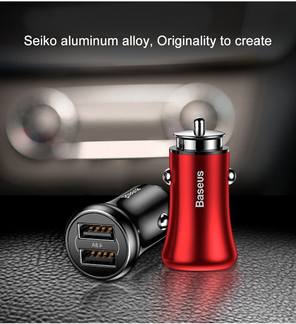 Baseus Dubbele USB Fast Charge Autolader Zwart afbeelding 7