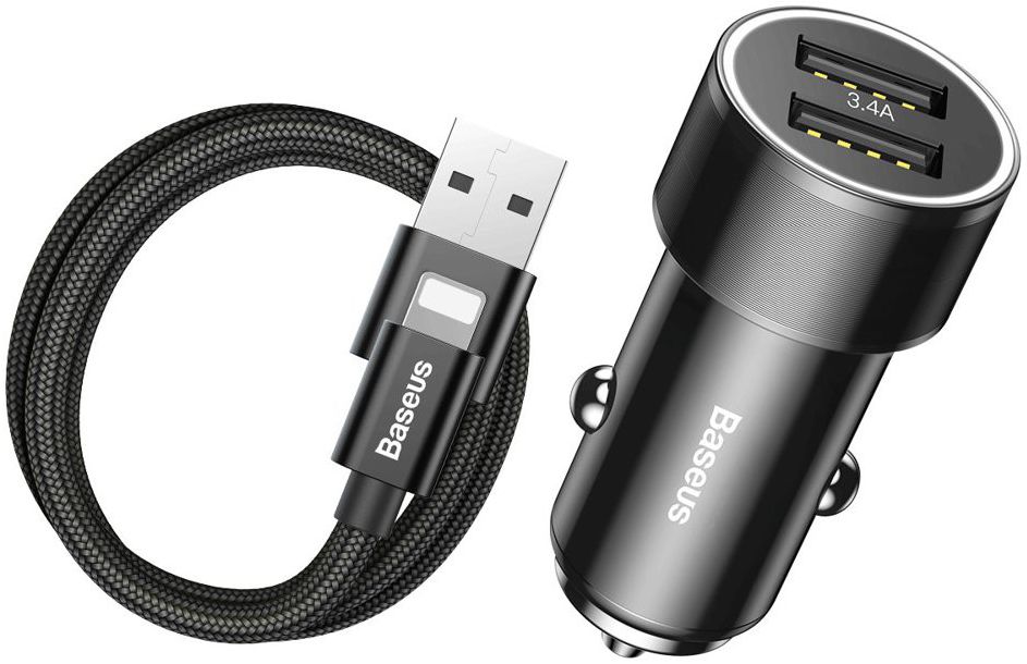 Baseus Dubbele Fast Charge Autolader met iPhone Kabel afbeelding 1
