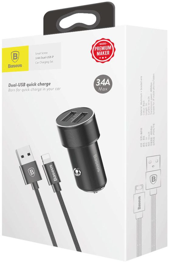 Baseus Dubbele Fast Charge Autolader met iPhone Kabel afbeelding 7