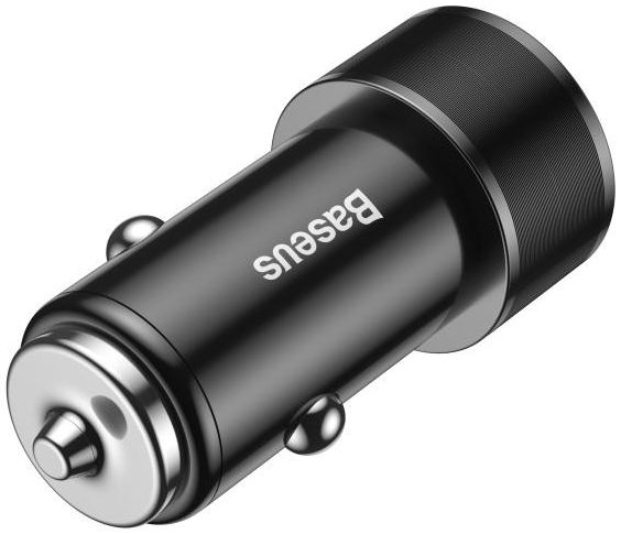 Baseus Small Screw Dubbele USB Autolader met USB-C Kabel Zwart afbeelding 3