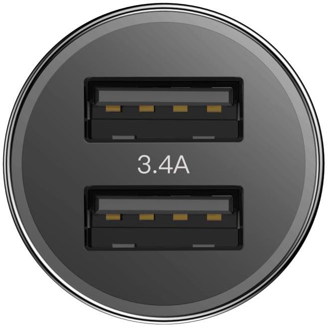 Baseus Small Screw Dubbele USB Autolader met USB-C Kabel Zwart afbeelding 13