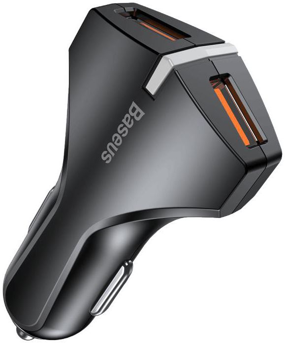 Baseus Small Rocket QC3.0 Dubbele USB Autolader Zwart afbeelding 1