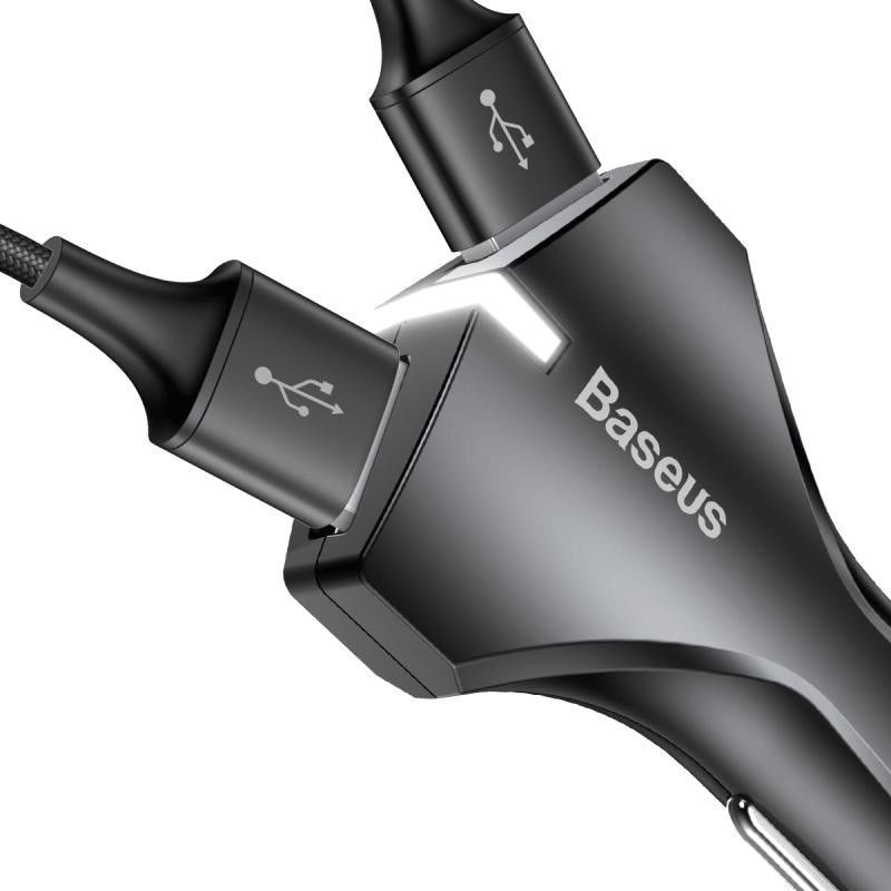 Baseus Small Rocket QC3.0 Dubbele USB Autolader Zwart afbeelding 3