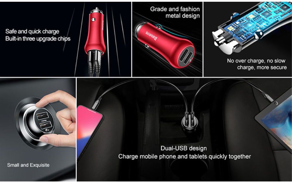 Baseus Gentry Dual USB Quick Charge 3.0 Autolader Zwart afbeelding 9