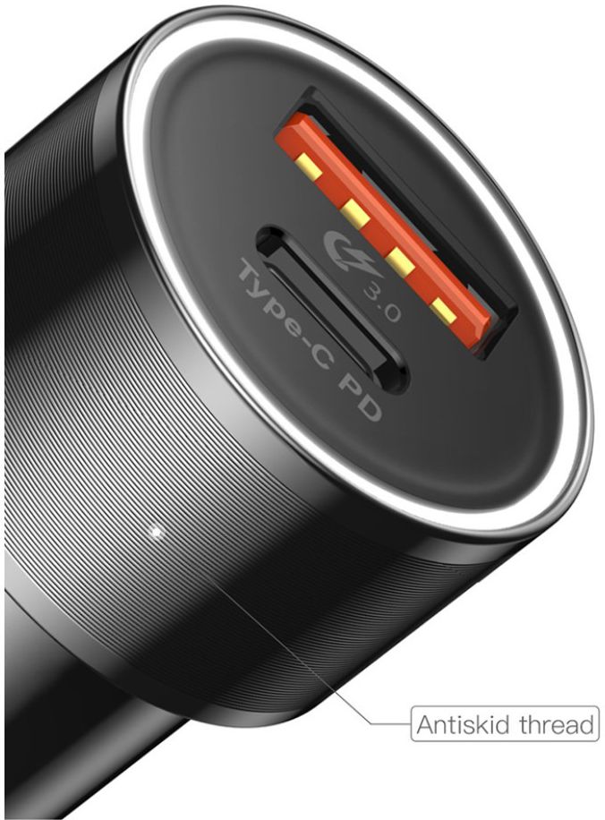 Baseus Dubbele Autolader Type-C PD en USB Quick Charger 3.0 Zwart afbeelding 13