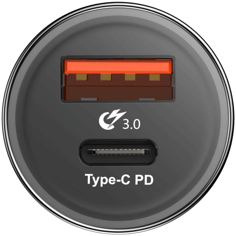 Baseus Dubbele Autolader Type-C PD en USB Quick Charger 3.0 Zwart afbeelding 3