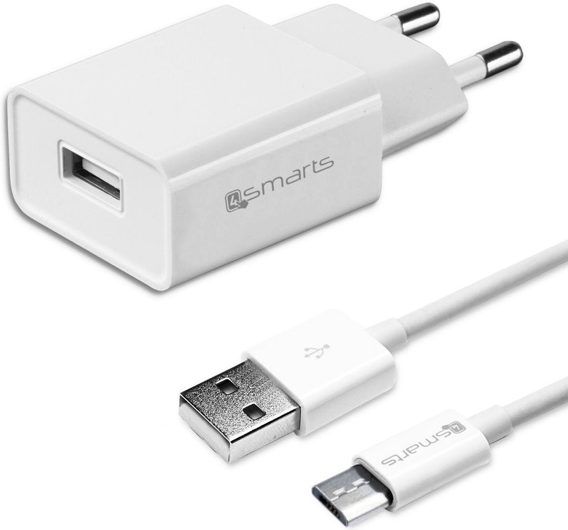 4smarts Universele Oplader 12W met USB naar Micro USB Kabel (1M) Wit |