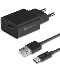 4Smarts 12W USB Oplader 2.4A met USB naar USB-C Kabel 1 Meter Zwart