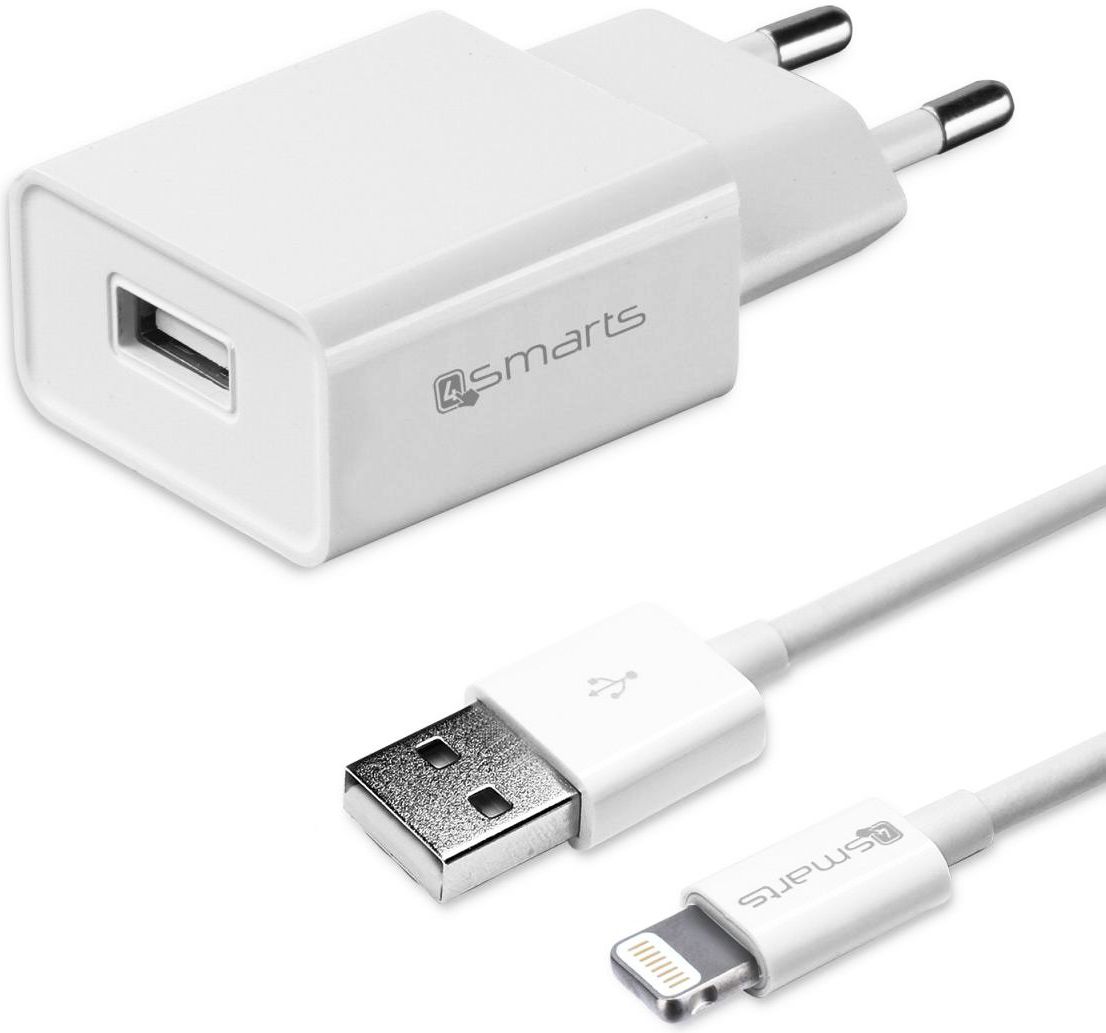 Menagerry film Bloeien 4Smarts iPhone / iPad Oplader (1M) 2.4A Wit | GSMpunt.nl