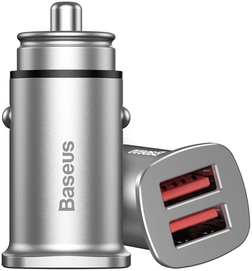 Baseus Square Dual USB Autolader Zilver afbeelding 1
