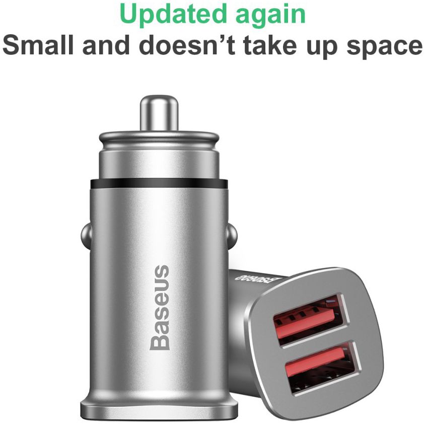 Baseus Square Dual USB Autolader Zilver afbeelding 11