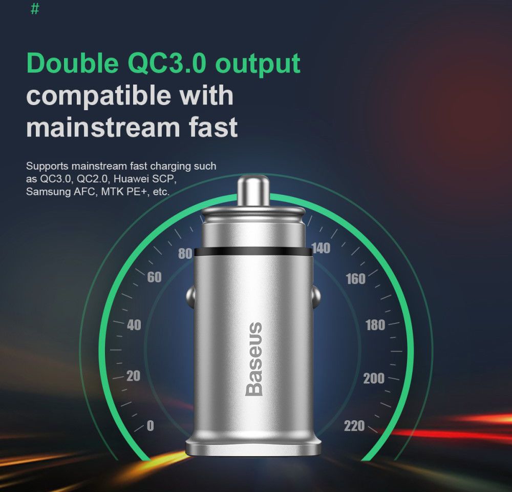 Baseus Square Dual USB Autolader Zilver afbeelding 13