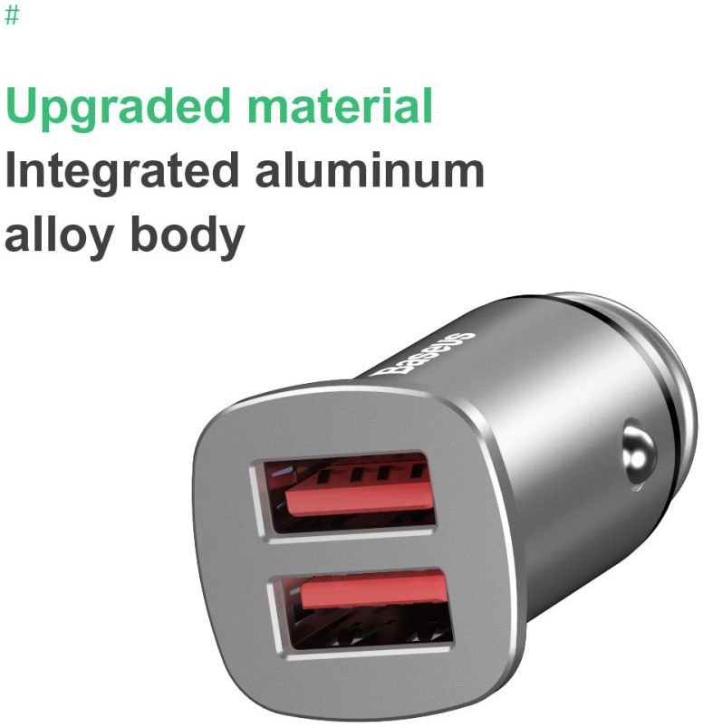 Baseus Square Dual USB Autolader Zilver afbeelding 9