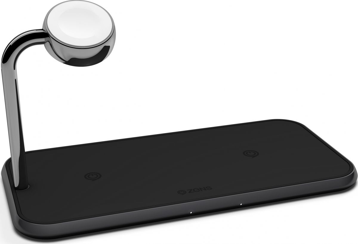 ZENS Aluminium Dual Smartphone en Apple Watch Draadloze Oplader Zwart afbeelding 2