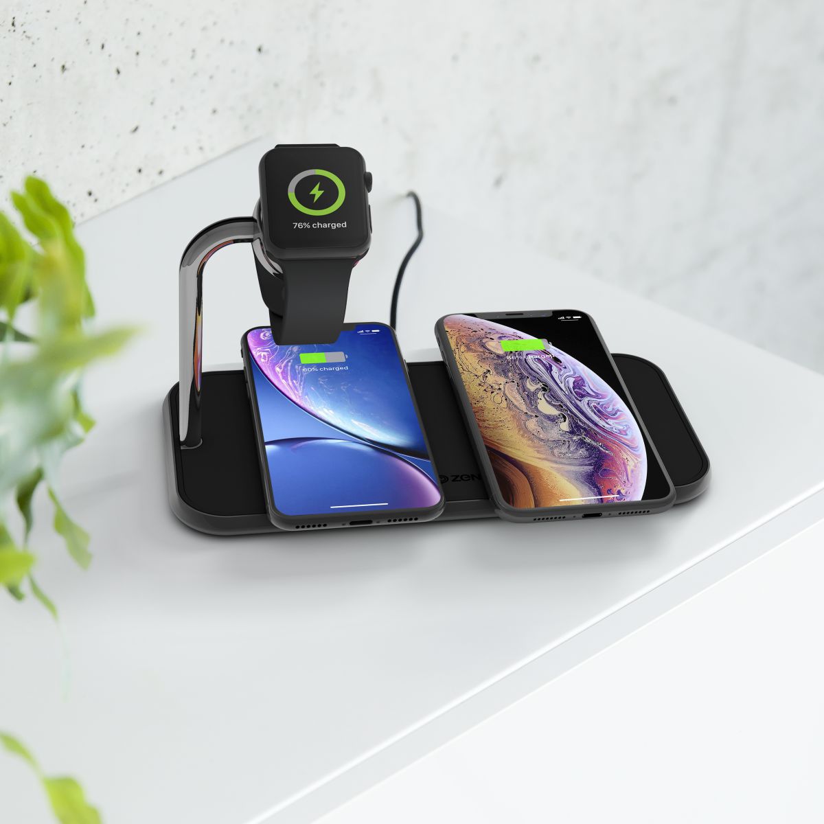 ZENS Aluminium Dual Smartphone en Apple Watch Draadloze Oplader Zwart afbeelding 7