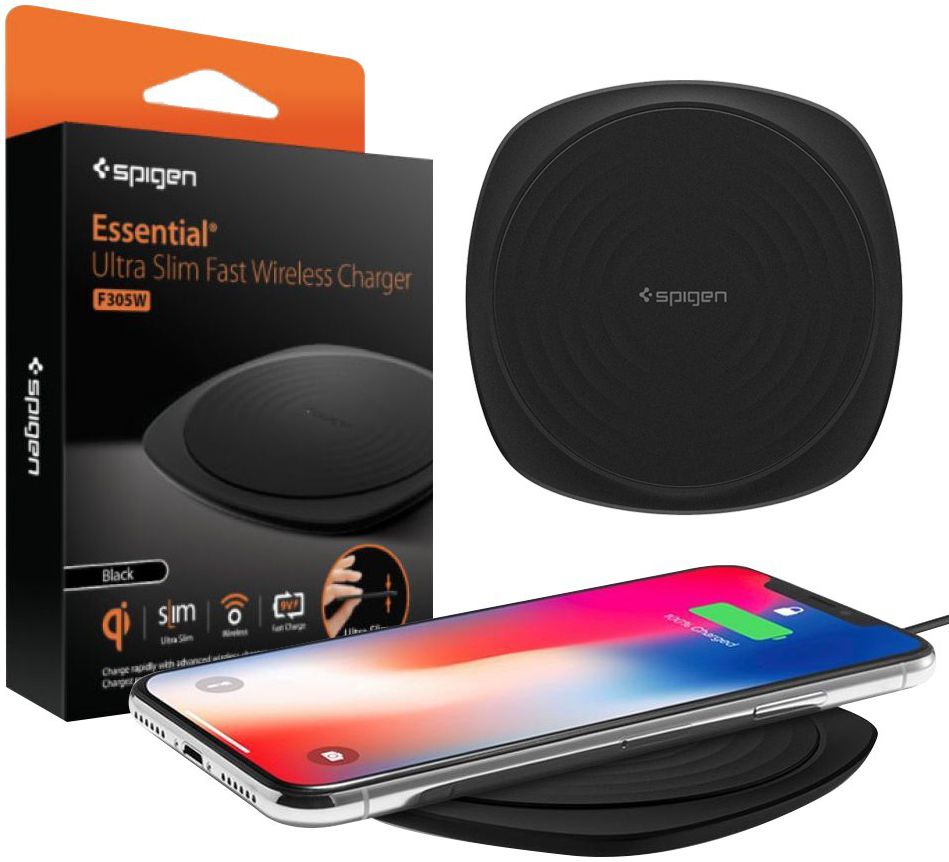 Spigen Essential F305W Universele Wireless Fast Charger (9W) Zwart afbeelding 1